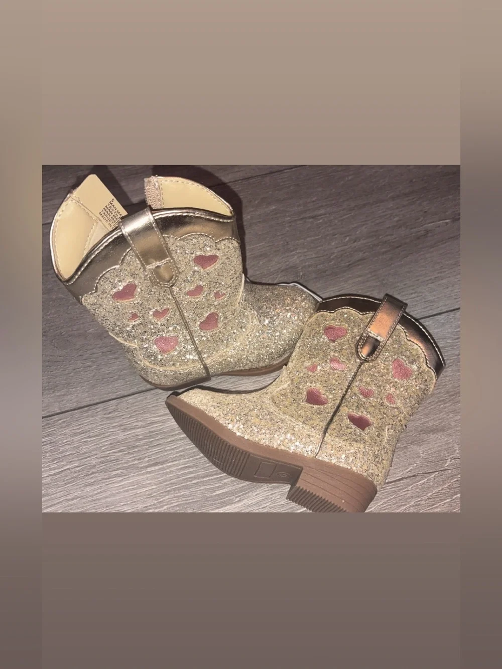 Cat & Jack Toddler Girls Size 5 Gold Dallas Cowboy Boots New W Tags Glitter